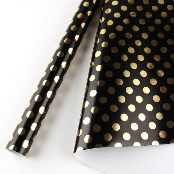 NAMZI Wrapping Paper, 27 X 20 Inch Delicate Polka Dots for Birthday, Christmas & Wedding, Black