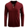 thumbnail image 4 of Frontwalk Mens Loose Fit Solid Color Tops Front Pocket Plain Basic Tee Henley Autumn T Shirts Claret M, 4 of 4