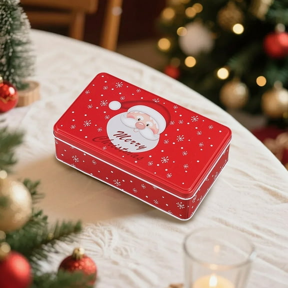 Christmas Cookie Tins with Lids for Gift Giving Empty Candy Snack Treat Swap Boxes Rectangle Shape Metal Containers for Goodies, Chocolate, Nuts and Home Storage, Cerebrate a Holiday