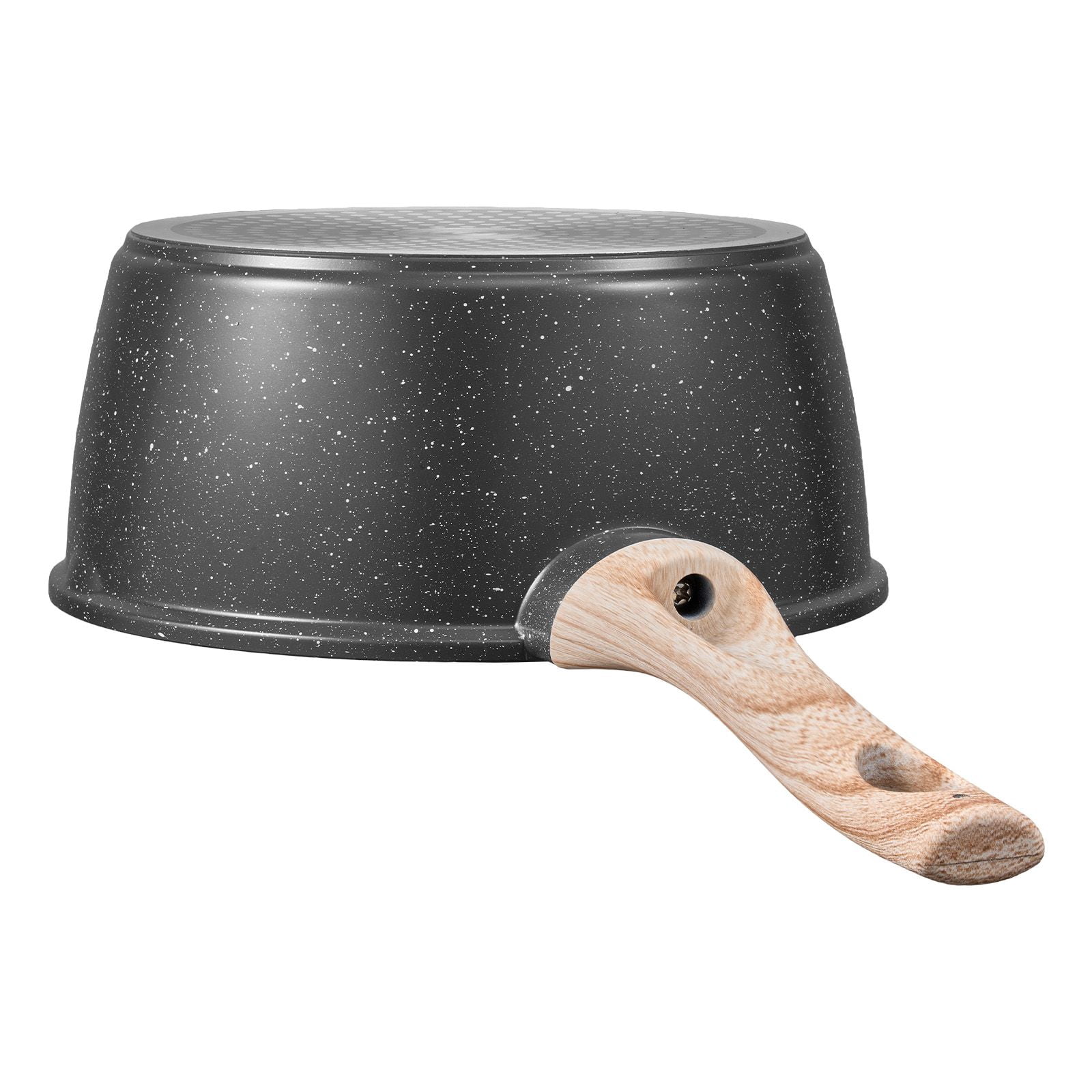 Nonstick Saucepan 2.5QT with Lid Marble Coating Aluminum Construction Thickened Body Ergonomic Handle for Gas Electric Induction