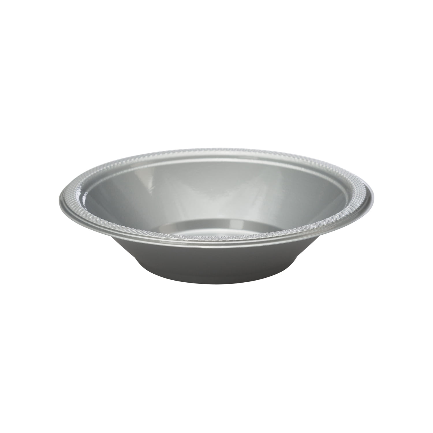 Disposable Plastic Bowls Party Serving Silver Rim Salad Bowl Crystal Clear 4 Set