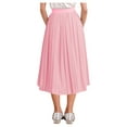thumbnail image 2 of Moggemol Girls Maxi Pleated Skirt Solid Color Chiffon Elastic High Waist A-Line Boho Swing Long Pink 110, 2 of 5