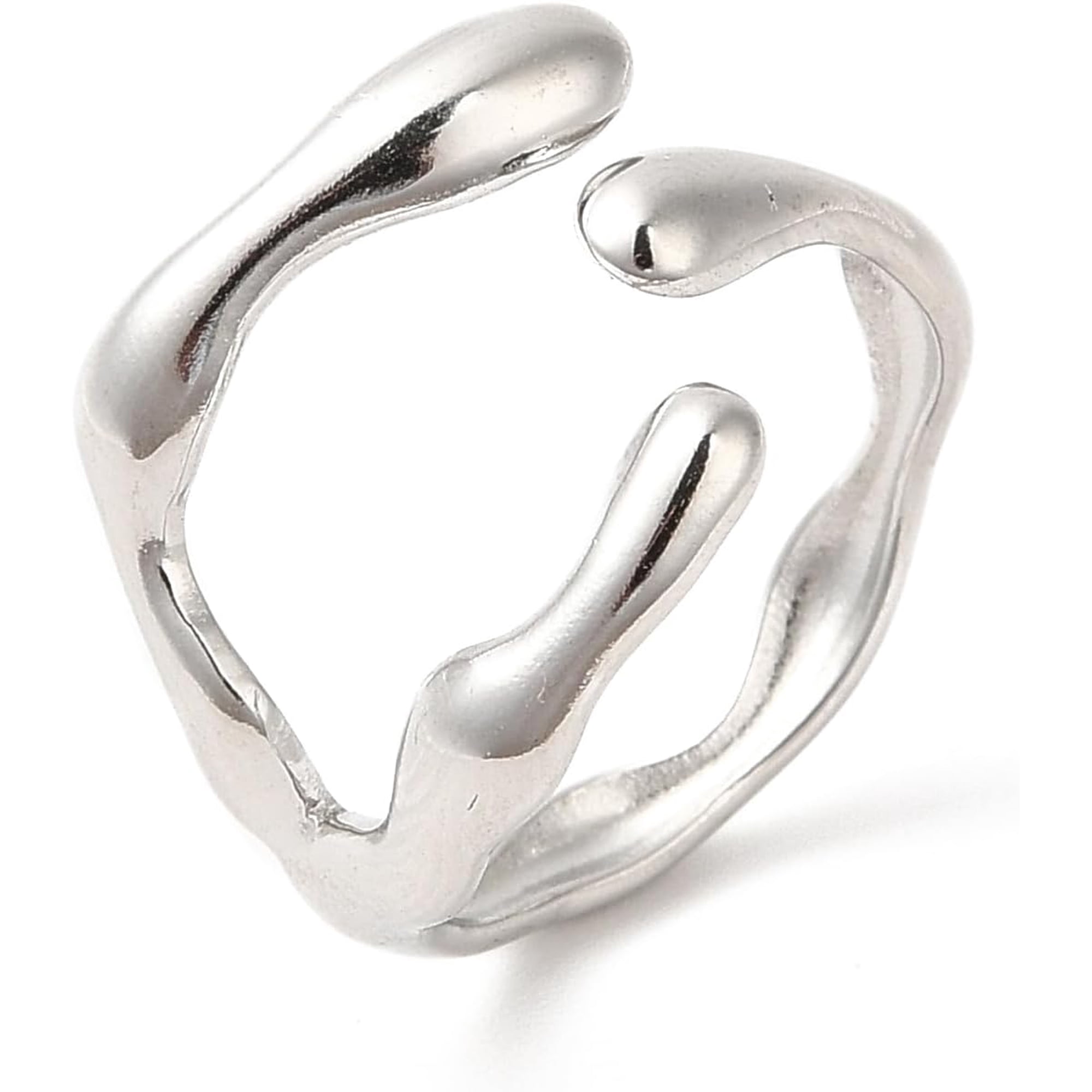 1Pcs Cuff Finger Ring Branch Ring Stainless Steel Adjustable Knuckle Rings Stackable Finger Rings for Women Personalized Jewelry Stainless Steel Color 3.5~16mm ID: Size 6 3/4(17.1mm) for diy