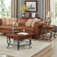thumbnail image 4 of 2 Tier Retro Hexagon Wood Coffee Table with Metal Leg, Farmhouse Mid- Coffee Table with Storage Shelf ＆ Drawer for Living Room(40" Dx40 Wx19 H), 4 of 14