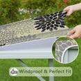 thumbnail image 6 of Gray Floral and Petal Pattern Square Fitted Tablecloth with Elastic Edge,Square Table Cover,Washable Elastic Table Cover for Home Kitchen Party Decor 36in(91cm), 6 of 6