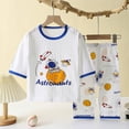 thumbnail image 2 of WUANDIXFA Toddler Boy Pajamas 1-13 Years Fall Cotton Soft Cartoon Short Sleeve Shirts Pant Birthday Pajamas Toddler,Blue,4-5 Years, 2 of 3