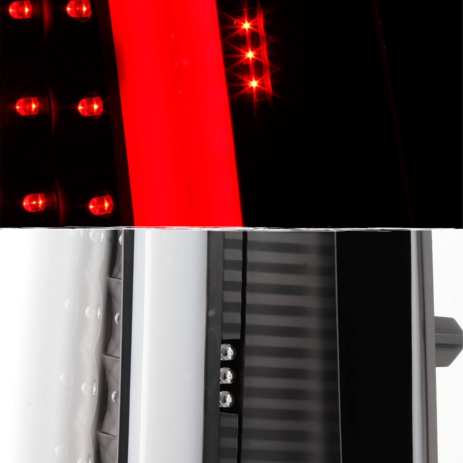 AKKON - Fits 2003-2006 Chevy Silverado 1500/2500/3500/1500HD/2500HD 2007 Classic [C-Tube] Black Tail Lights Brake Lamp Fleetside