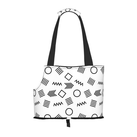 Dog Sling Carrier, Small Dog/Cat Soft Side Carrier Tote Bag for Subway Shopping Hiking Travel-Black Line Geometry