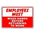 thumbnail image 1 of Employees Must Wash Hands Before Returning To Work Display Office Notice Health and Safety Indoor Outdoor Novelty Aluminum Metal Sign 18"x24", 1 of 5