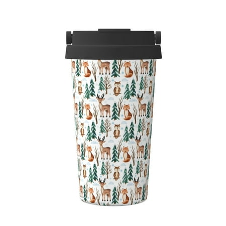 

Tebeau Winter Woodland Friends Print Travel Coffee Mug Insulated Coffee Cup with Leakproof Lid Coffee Tumbler Reusable Coffee Cups with Seal Lid