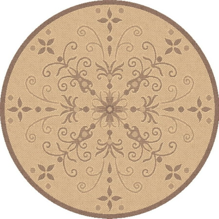 Dynamic Rugs Piazza Vente Round Indoor/Outdoor Area Rug - Natural/Brown