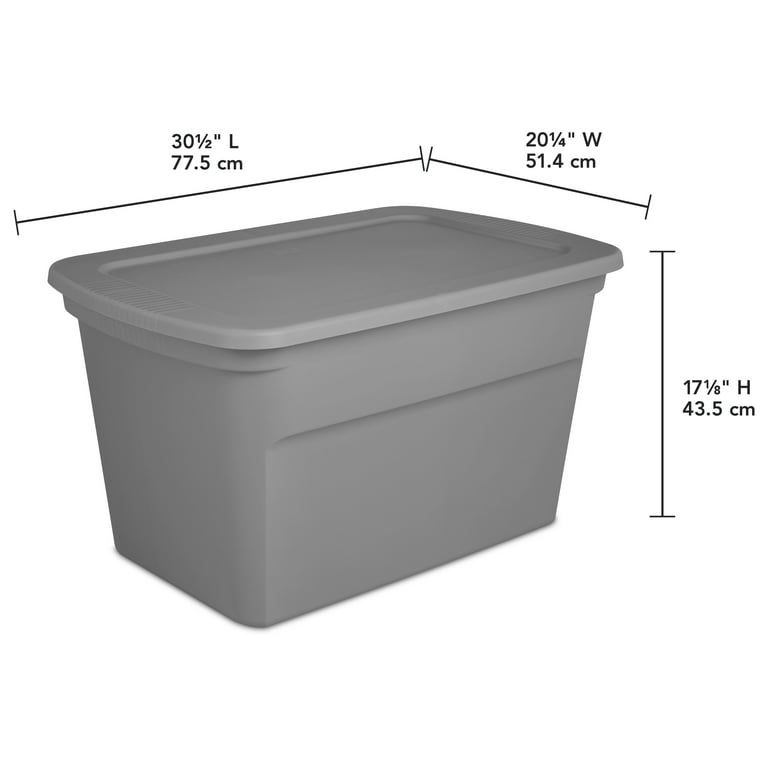 Sterilite Plastic 30 Gallon Tote Box Clear/ Titanium Set of 6