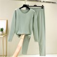 thumbnail image 2 of WTOBBY Women's Long Sleeve Solid Color Plush Fleece Sleepwear Set, Warm Cozy Winter Pajamas with Soft Pants for Cold Weather, Home Loungewear,Mint Green 2XL, 2 of 4