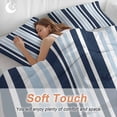thumbnail image 4 of 3 Piece Navy Blue Duvet Cover Set Twin Size, Microfiber Comforter/Quilt Cover with Corner Ties and 2 Pillowcases, Modern White Geometric Vertical Stripes All Season Soft Bedding with Zipper Closure, 4 of 8