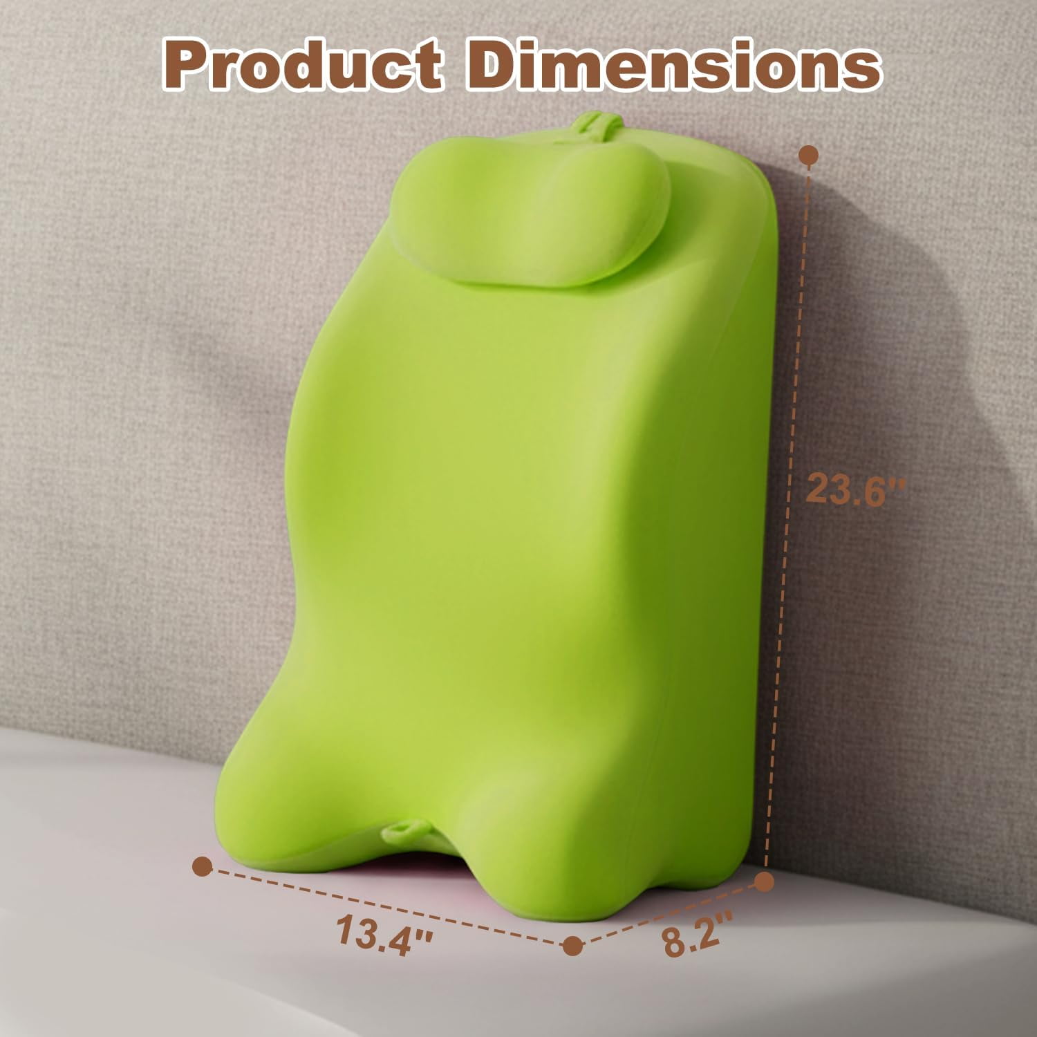 Memory Foam Ergonomic Wedge Pillow, Multi-Position Support Pillow, Ergonomic Support for Back Pain, Acid Reflux & Sitting Up, Ideal for Massage, with Removable Cover,40-Degree Angle Design (Green)