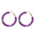 thumbnail image 1 of 1 Pair Disc Beaded Strand Earrings Stylish Polymer Clay Stack Ear Drop for Women, 1 of 8