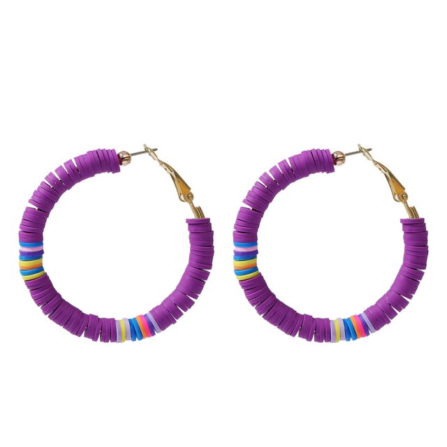1 Pair Disc Beaded Strand Earrings Stylish Polymer Clay Stack Ear Drop for Women