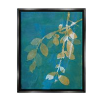 Nature Leaves Overlapping Abstract Botanical & Floral Graphic Art Jet Black Framed Art Print Wall Art
