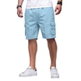 thumbnail image 2 of Cargo Shorts for Men Relaxed Fit Fishing Chino Shorts with Pockets Knee Length Summer Casual Work Bermudas,Sky Blue,L, 2 of 8