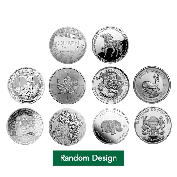 1 oz Silver Coin - Random Design - Lot of 10