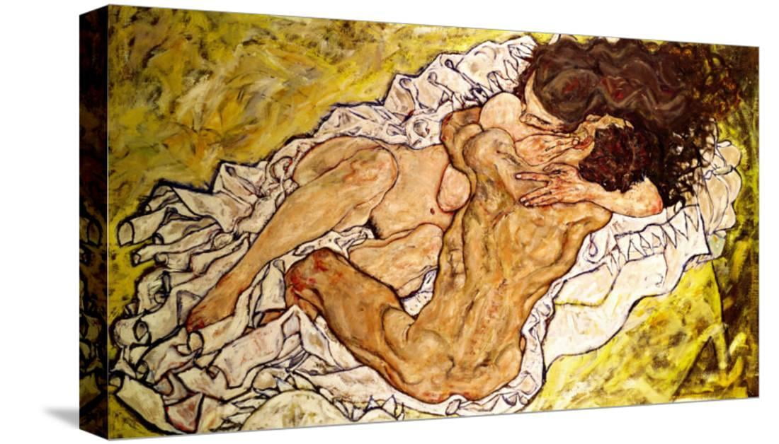The Embrace by Egon SchieleCanvas Rolled Wall art artwork painting HD 