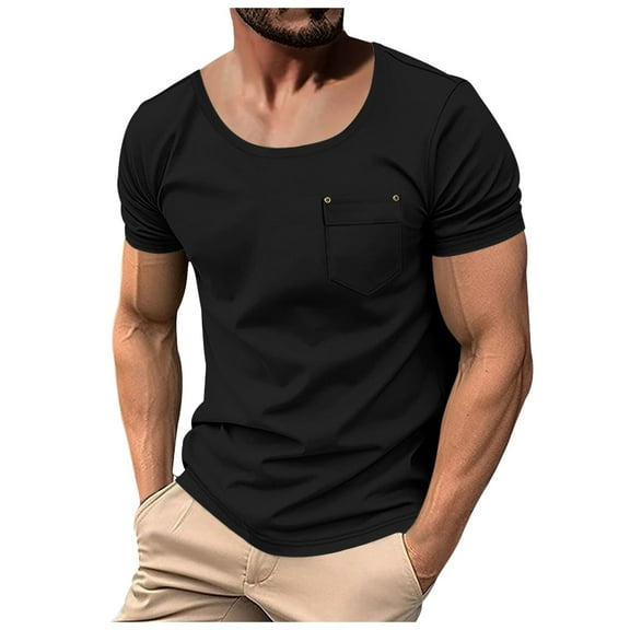 kamemir Gym Shirts Men Mens Casual Short Sleeve Shirts Fashion T Shirts Black,L