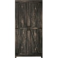 thumbnail image 7 of LUXOAK 70" Large Armoire Wardrobe Closet with Hanging Rod, Farmhouse Wooden Storage, Dark Oak Wood, 7 of 7