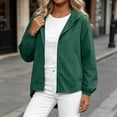 thumbnail image 2 of hlysgo Women's Hooded Zip Up Short Jacket Long Sleeve Elastic Cuff Casual Coat Lightweight Outerwear Fall Vacation with Pocket Army Green,M, 2 of 5