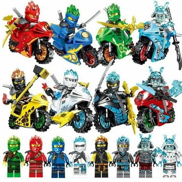 8 Pcs Ninja  Anime Series Minifigures Toy Set, Ninja Ice Motorcycle Character Action Figures Building Block, Gifts for Boys Girls and Fans