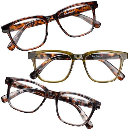 LotFancy Reading Glasses for Women Men Blue Light Blocking, Spring Hinge Eyeglasses, +2.5, 3 Pack