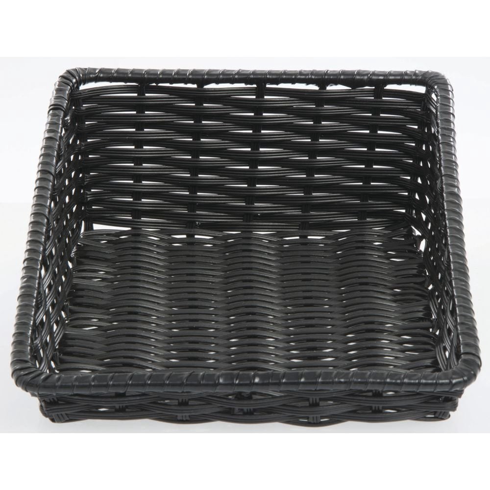 HUBERT Wicker Look Tapered Storage Basket, Rectangular Black- 11 1/2"L x 16"D x 1 1/2" to 5"H
