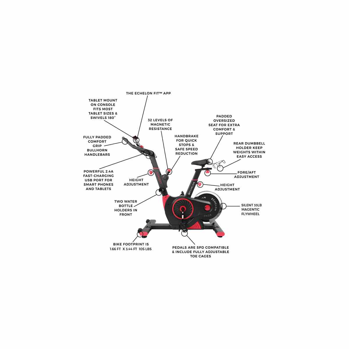 Echelon EX1 Smart Connect Indoor Cycling Exercise Bike with 90 Day Free Premier Membership ($105 Value) - image 5 of 9