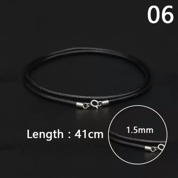 HOOUN Red Black Leather Wax Rope Beading Cord Necklace Chain String Jewelry Making DIY-1.5mm - Black-45cm