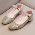 thumbnail image 2 of Huowey Kids Little/big Children Summer Closed Toe Sequins Low Heel Princess Shoes Shiny Girls Shoes Daily Shoes Trendy Footwear, 10-10.5 Years, 2 of 4