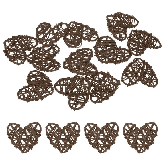 Uxcell 12-Pack Heart Shaped Wicker Rattan Balls 60mm/2.4 Inch Decorative Rattan Balls for Christmas Weddings Thanksgiving Brown