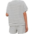 thumbnail image 5 of Womens 2 Piece Sets Summer Lounge Sets Striped Short Sleeve Oversized T Shirts Drawstring Shorts Matching Set, 5 of 5