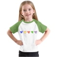 thumbnail image 6 of Piuwrlz Hearts Printed Short T-Shirts Sleeve Kids Girls Round Neck Shirt Printed Fashionable Shirt Top Green Size 9 Years, 6 of 8