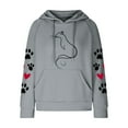 thumbnail image 4 of Women's Waffle Hoodies Sweatshirt Valentines Cute Heart Cat Paw Graphic Pullover Long Sleeve Hooded, 4 of 4
