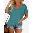 thumbnail image 5 of Women's V Neck Oversized T-Shirts Summer Short Sleeve Shirts Loose Casual Tops Tee, 5 of 5