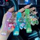thumbnail image 3 of Girl Couple Car Key Ring Cartoon Phone Quicksand Chubby Bear Keychain Floating Balloons Key Chain Liquid Oil Keychain(Purple), 3 of 5