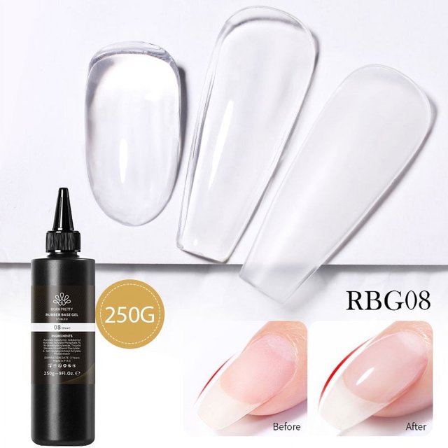 BORN PRETTY 250g Esmalte de uñas de gel de color blanco y negro puro Gel desnudo de gelatina semipermanente Paquete rellenado Soak Off Gel LED UV