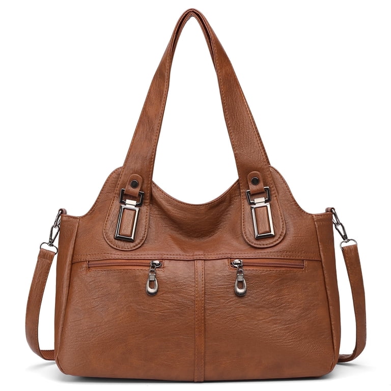 KALUNMA Hobo Leather Crossbody Bag Women, Brown photo 1