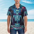 thumbnail image 2 of Gukieu Space Skeleton Meditation Print Men's Short-sleeved Shirts, Button-down Lapel Hawaiian Shirts, T-shirts, Beach Vacation Summer Casual Wear,Medium, 2 of 7