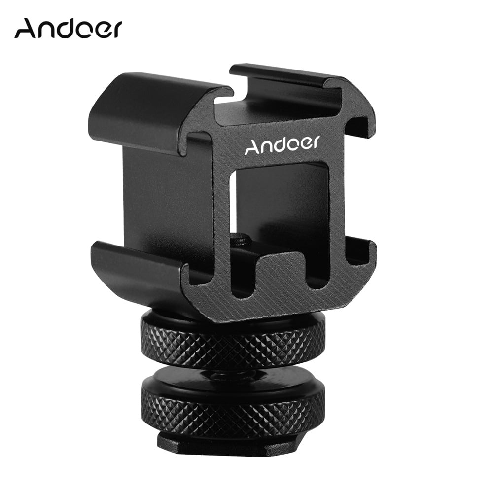 Andoer 3 Cold Shoe Mount Adapter On-Camera Mount Adapter for DSLR Camera for LED Video Light Microphone Monitor