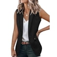 thumbnail image 2 of Chaleco Blazer Sin Mangas para Mujer, Informal, con Abertura Frontal, un Botón, Chaqueta de Verano con Bolsillos. Negro XXXL, 2 of 6