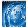 thumbnail image 3 of Ambesonne World Shower Curtain, Global Commerce Network, 69"Wx84"L, Blue Pale Blue White, 3 of 3