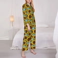 thumbnail image 3 of Honeii Sunflowers print Women's Pajama Sets Long Sleeve Button Down Sleepwear Nightwear Soft Pjs Lounge Sets-X-Large, 3 of 7