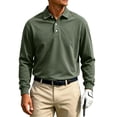 thumbnail image 2 of Fabrcox S-5XL Men’s Polo Shirt Long Sleeve Golf Shirt Men Button Up Casual Loose Fit Athletic Gym Work Shirts for Men Big and Tall Green XXL, 2 of 4