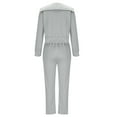 thumbnail image 5 of STETMN Women's Plain 2 Piece Tracksuit Full Zip Lapel Jacket Drawstring Split Sweatpant Lounge Sets, 5 of 6