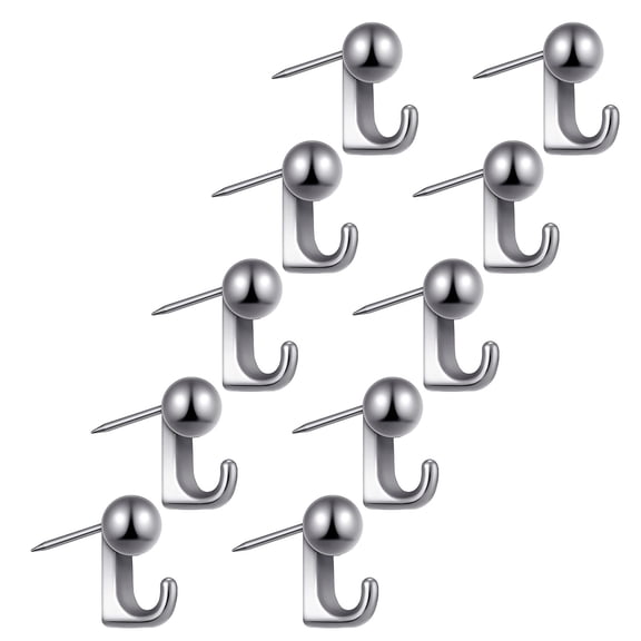 10 Heavy Duty Zinc Alloy Wall Hooks, Rustproof Push Pins for Corkboards, Space Saving Mounts